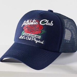 ANTHROPOLOGIE Worn/West Athletic Club Trucker Hat Navy NWT